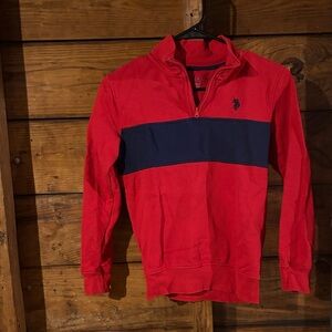 U.S. Polo Assn. Red and Navy Quarter Zip-Up Sweater